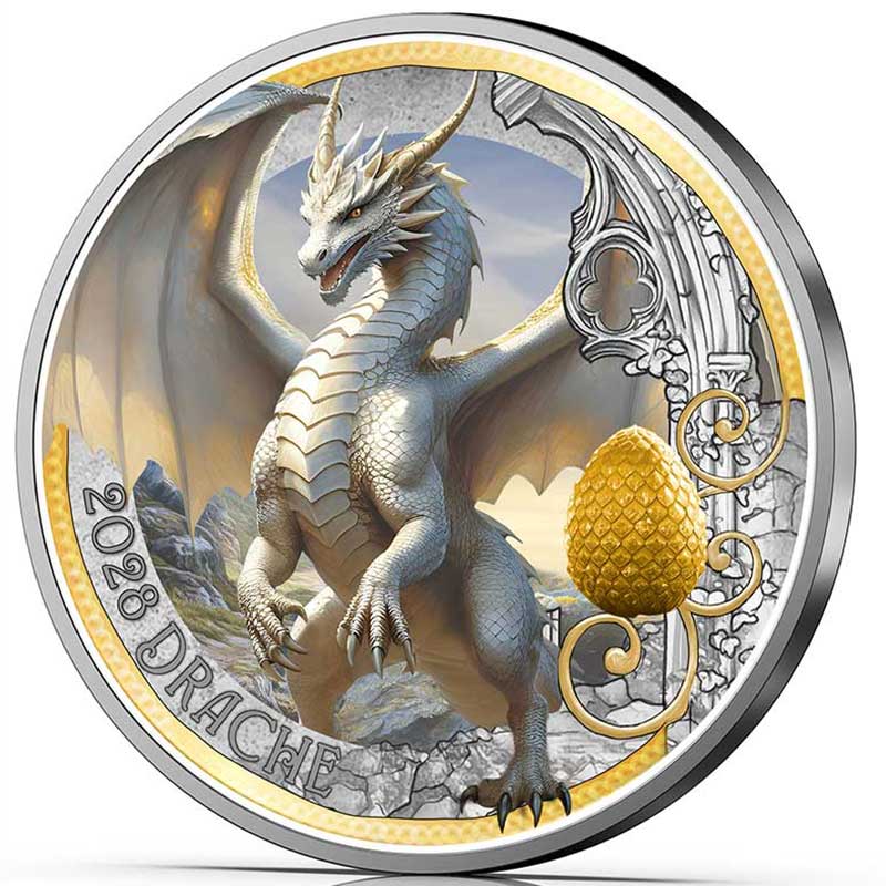 Entwurf 3D-Ansicht der Münze Der Drache