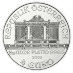 1/25 Unze Platin Wiener Philharmoniker Wertseite