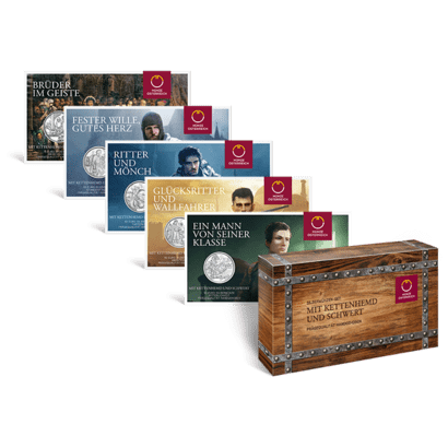 Mit Kettenhemd und Schwert Silbermünzen-Set