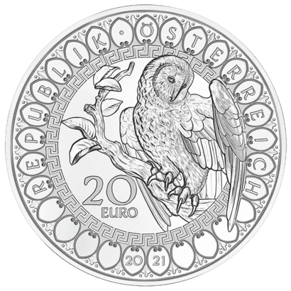 20-Euro-Silbermünze die Eule 2021 Avers