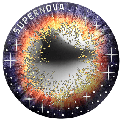20-Euro-Silbermünze Supernova Bildseite