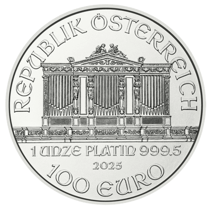 1 Unze Platin Wiener Philharmoniker Wertseite