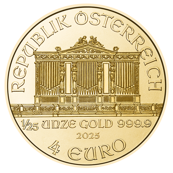 1/25 Unze Gold Wiener Philharmoniker Wertseite