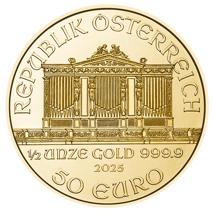 1/2 Unze Gold Wiener Philharmoniker Wertseite