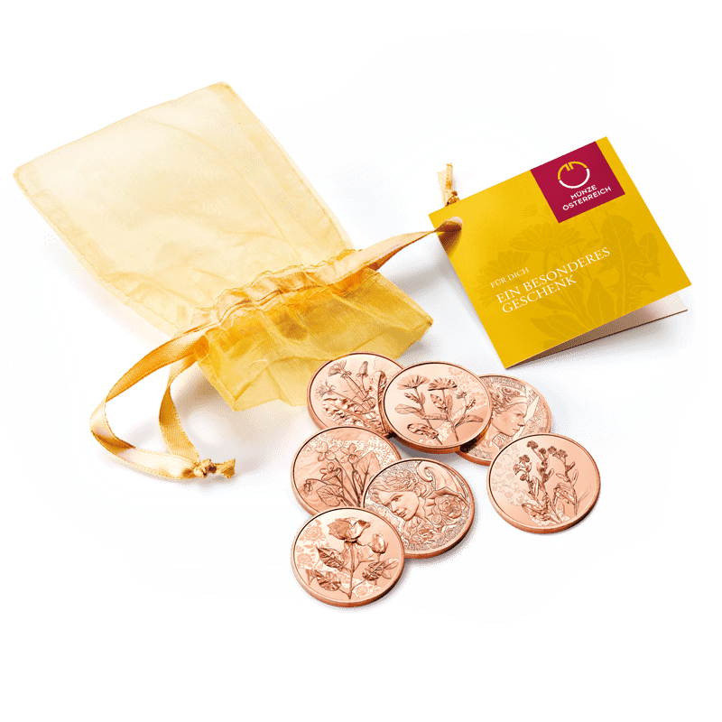 10-Euro-Kupfermünzen Komplettset offen