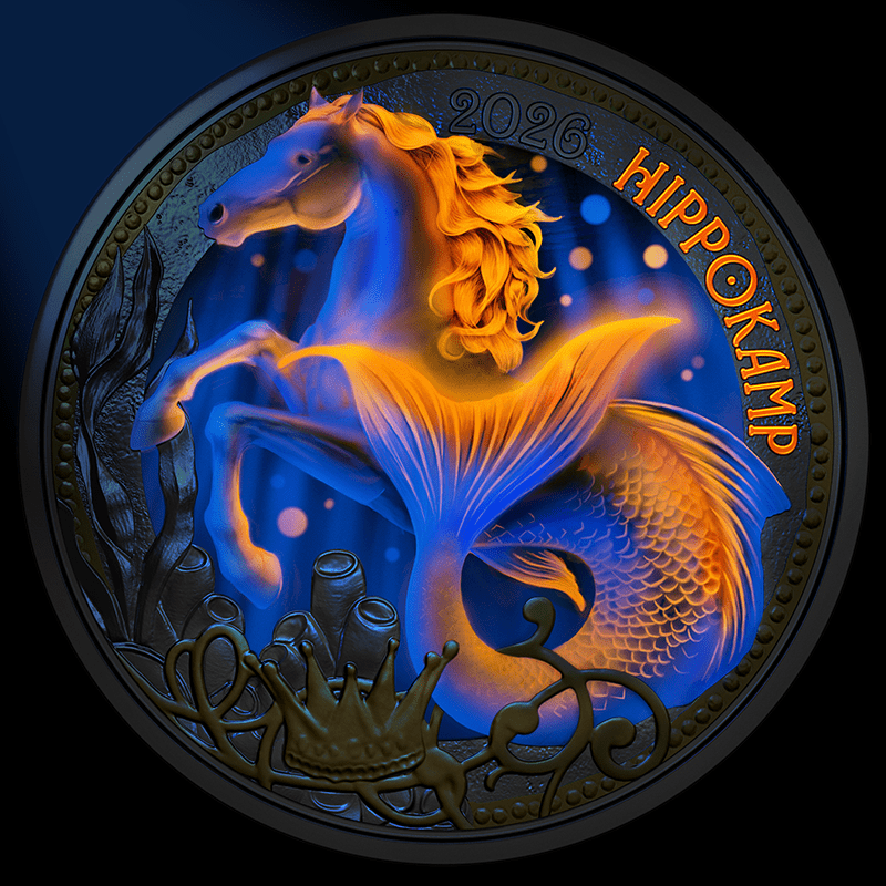 2026 3 Euro Hippokamp leuchtend