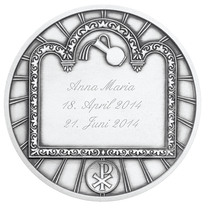 Anlassmedaille Taufmedaille Gravur