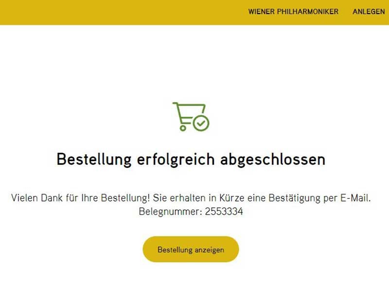 Screenshot Bestätigungsseite