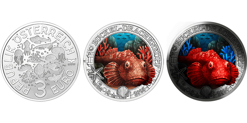 2025 3 Euro Buckeldrachenkopf