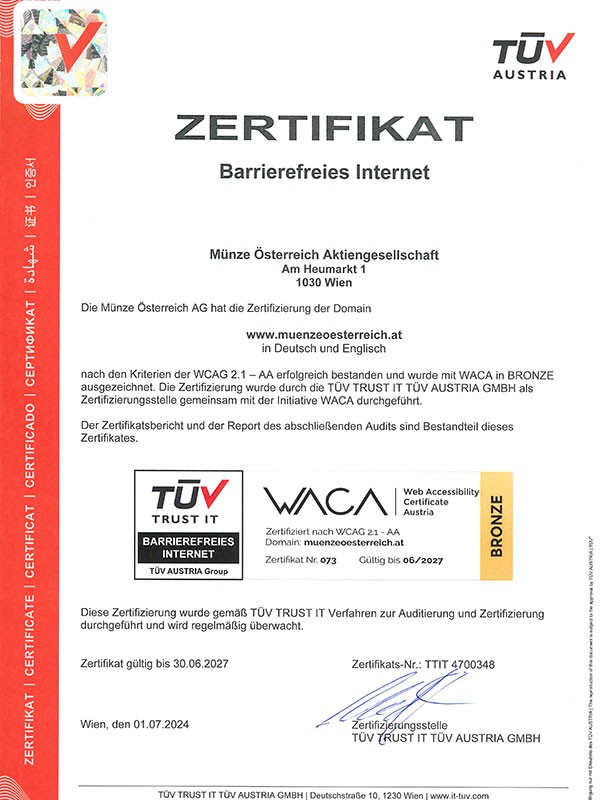 TUEV - WACA Zertifikat barrierefreie Website