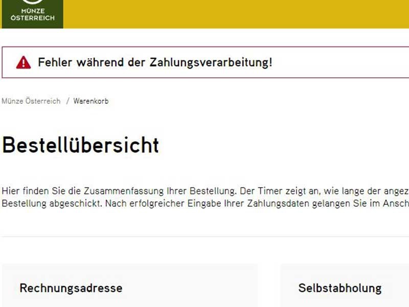 Screenshot Fehlermeldung Bezahlvorgang