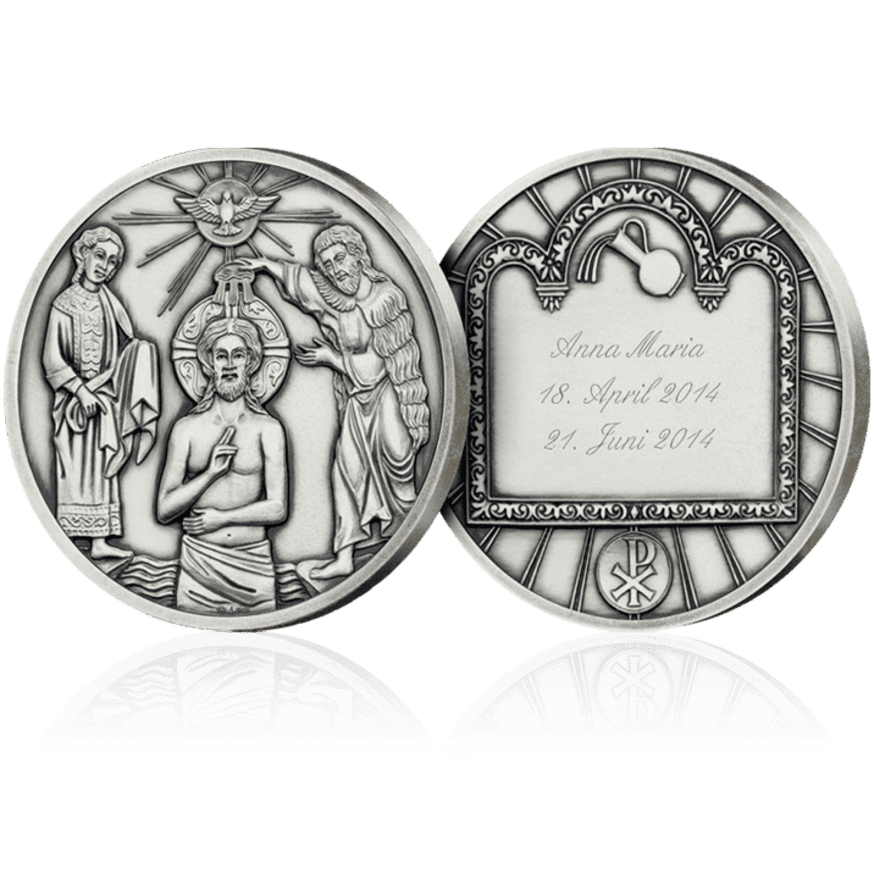 Taufmedaille mit Gravur