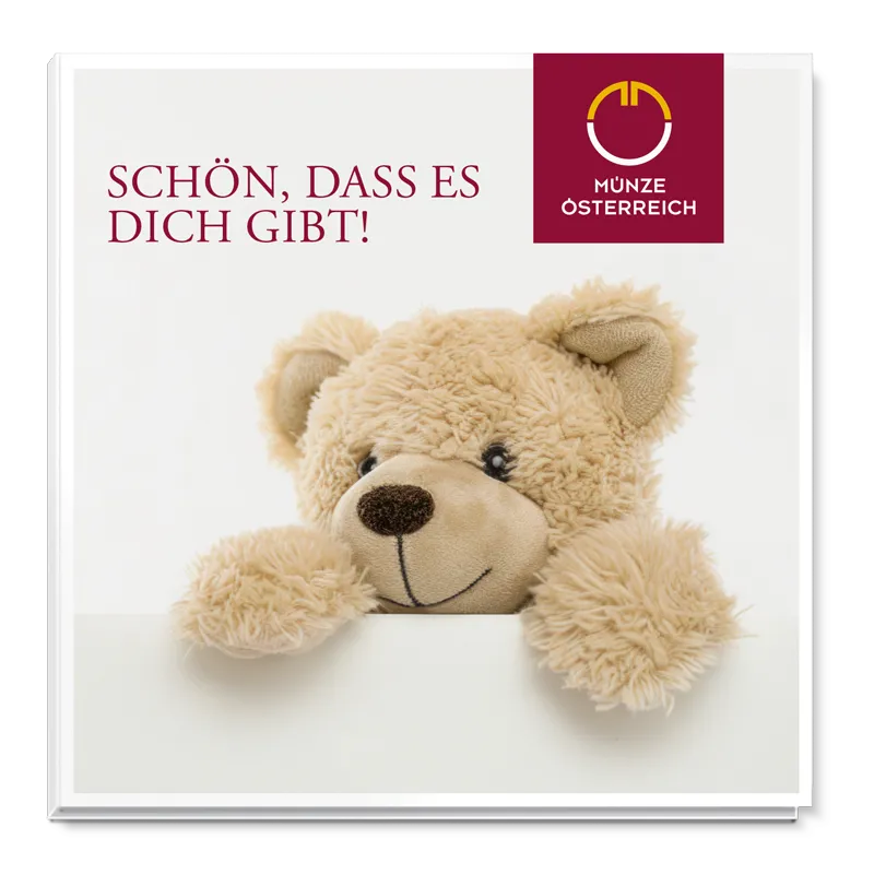 Teddymedaille 2026 gold Blister geschlossen liegend