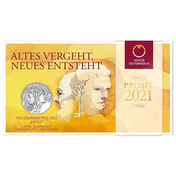 Neujahrsmünze 2021 Janus im Blister