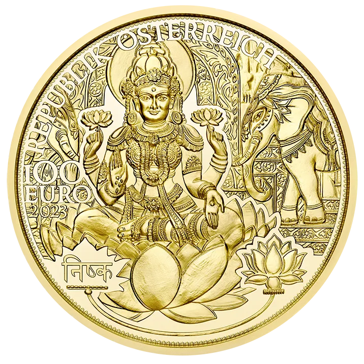 2023 100-Euro Goldmünze Das goldene Indien Vorderseite