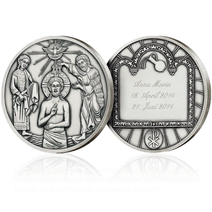 Taufmedaille mit Gravur